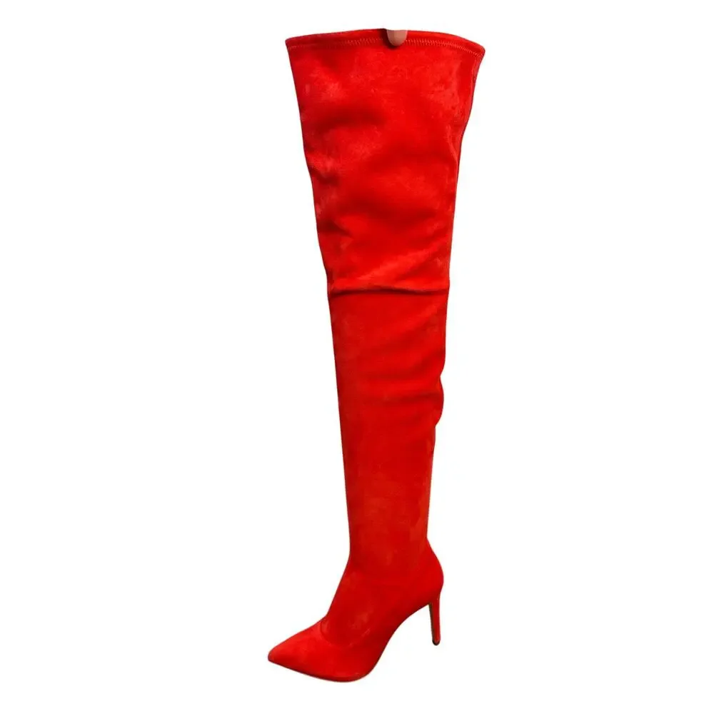 Sergio Rossi Over The Knee Boots Suede Italy Mob Wife Cowgirl Western Party 6